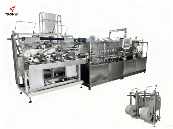 From a customer in Vietnam 600 cuts per minute fully automatic baby wet wipes folding and cutting machine with automatic splicing mechanism 